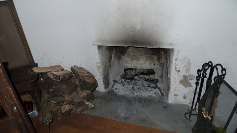 7:05 AM- Time to clean out the fireplace.